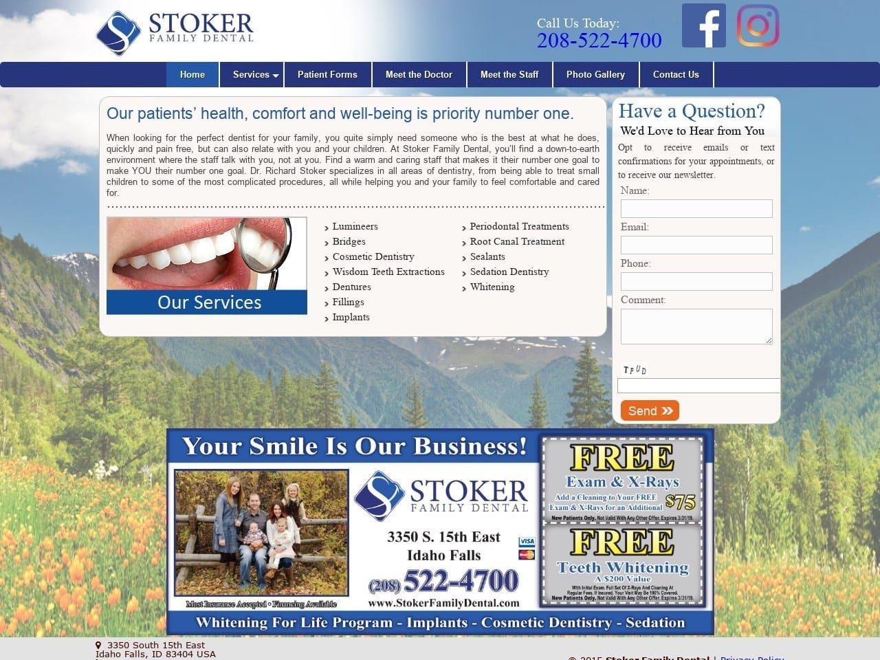 Stoker Family Dental Website Screenshot from stokerfamilydental.com