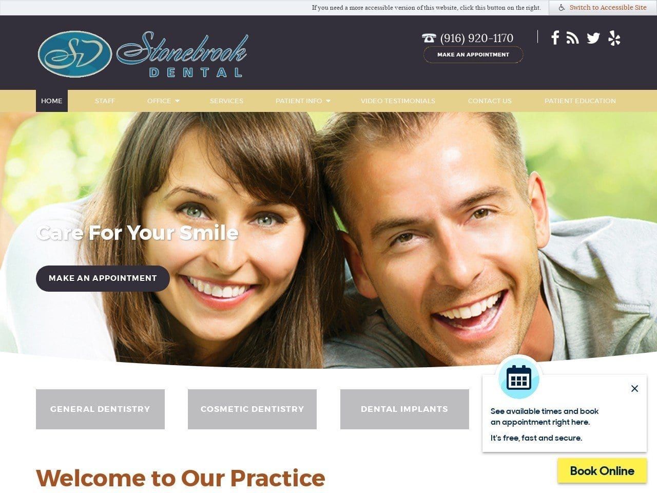Stonebrook Dental Website Screenshot from stonebrookdental.com