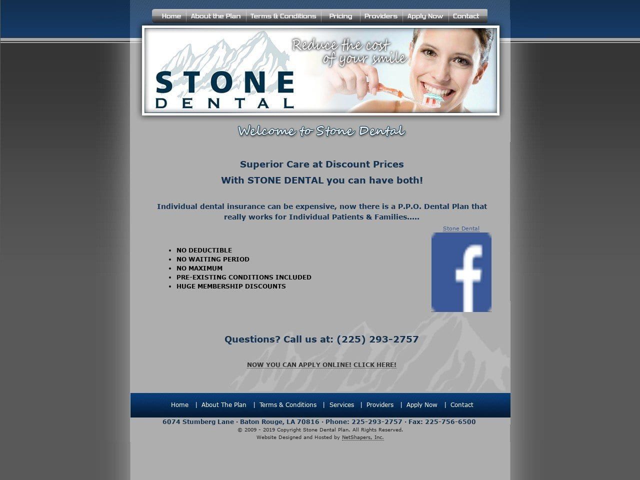 Stone Dental Website Screenshot from stonedentalplan.com