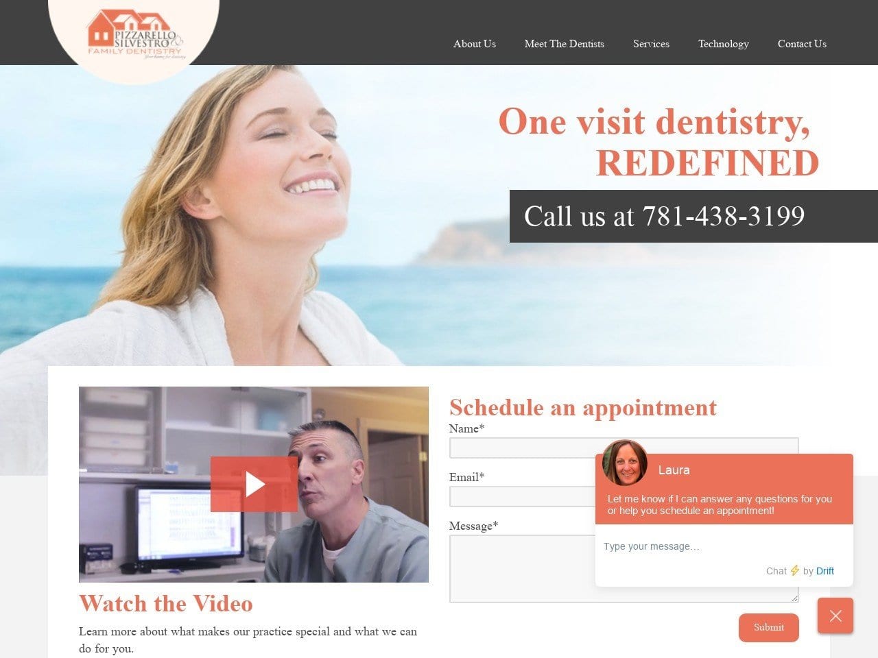 Pizzarello Dentist Website Screenshot from stonehamdentist.com