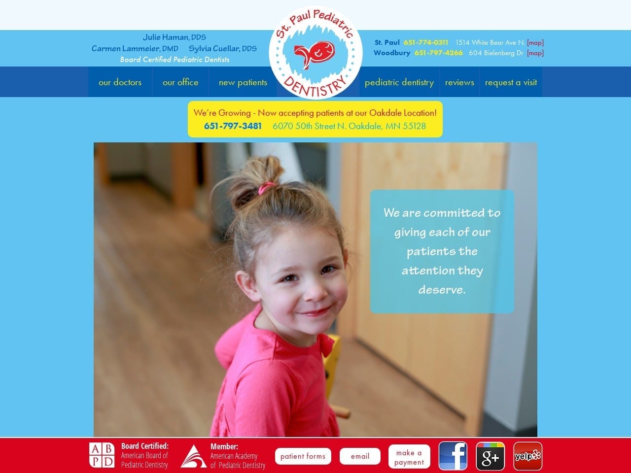 St. Paul Pediatric Dentist Website Screenshot from stpaulkidsdentist.com