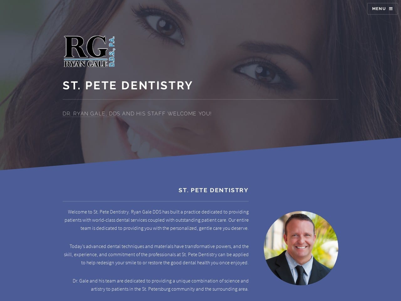 Dr. Ryan Gale Website Screenshot from stpetedentistry.com