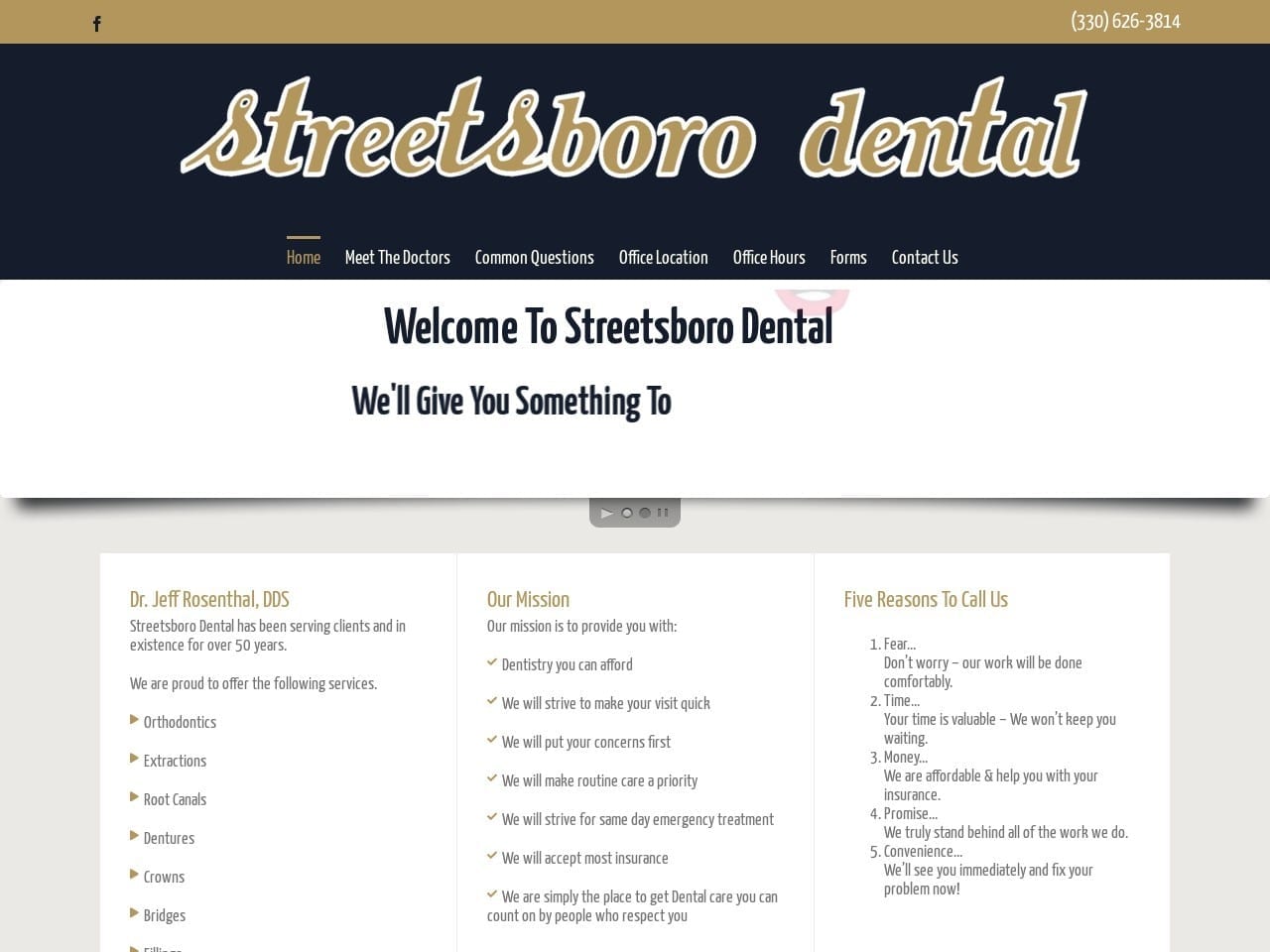 Streetsboro Dental Website Screenshot from streetsborodental.com