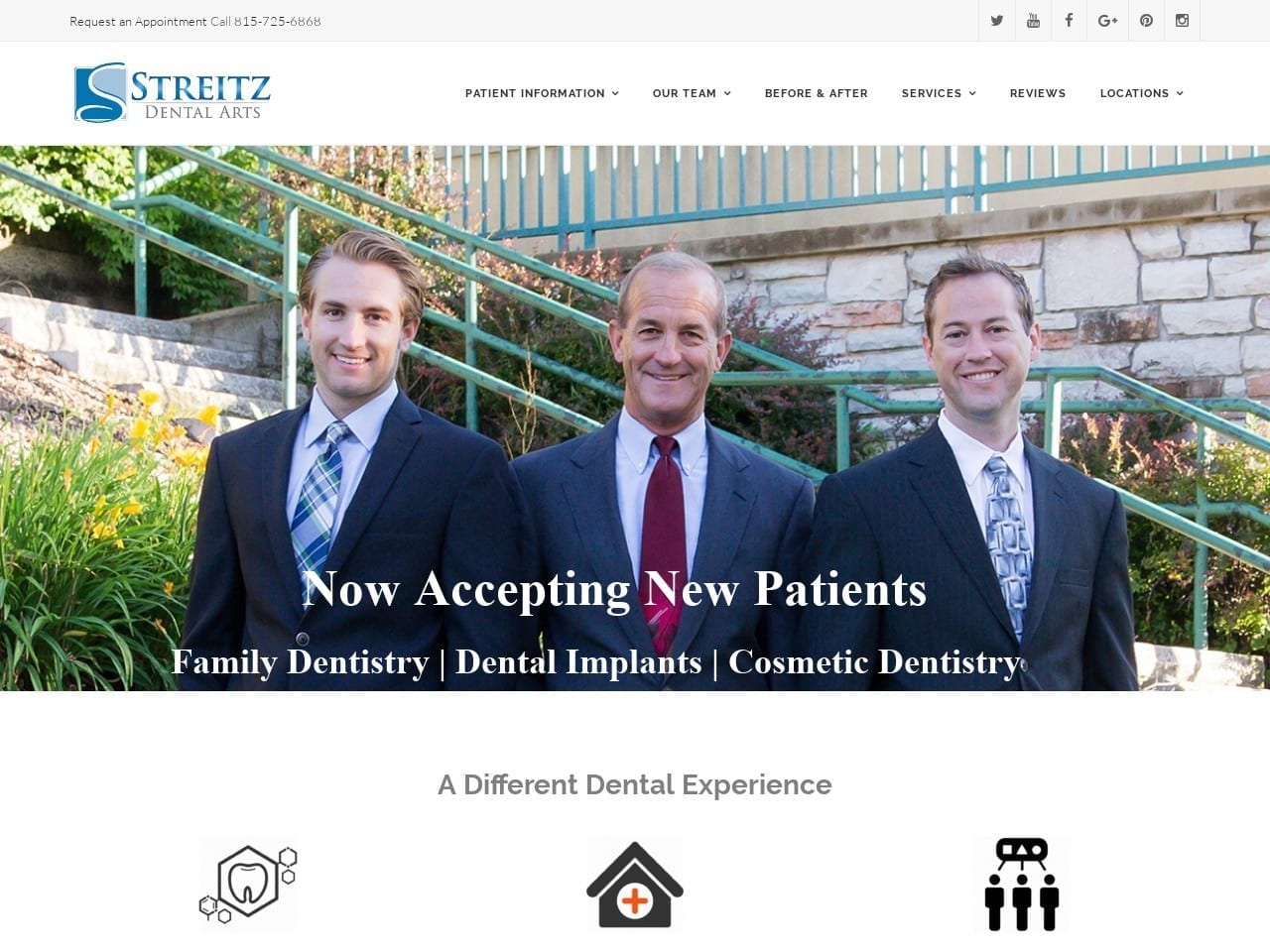 Streitz Family Dental Website Screenshot from streitzdental.com