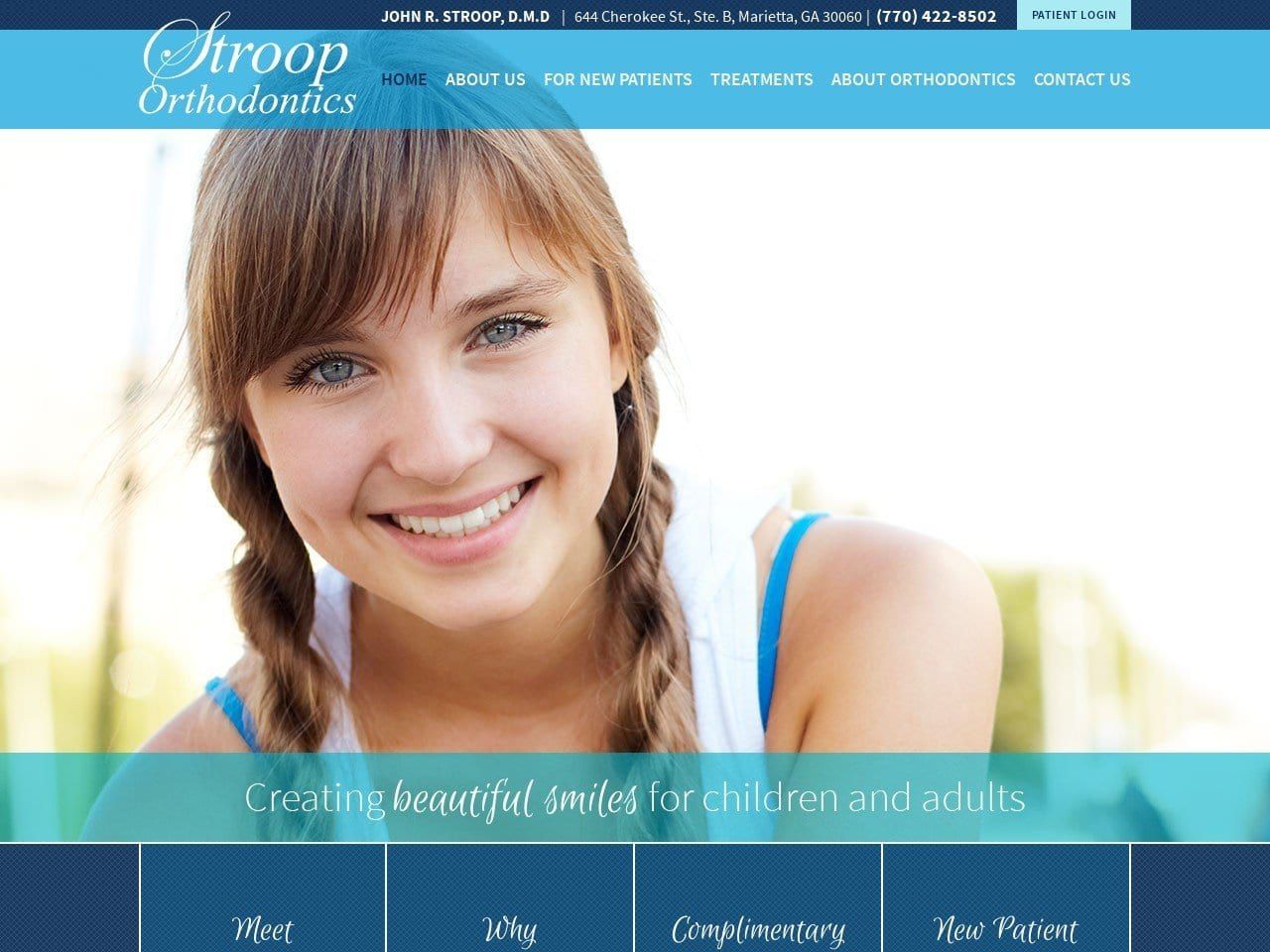 Stroop Orthodontics Website Screenshot from strooporthodontics.com