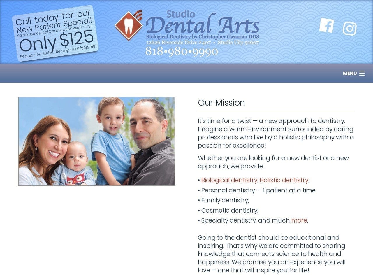 Studio Dental Arts Website Screenshot from studiodentalarts.com