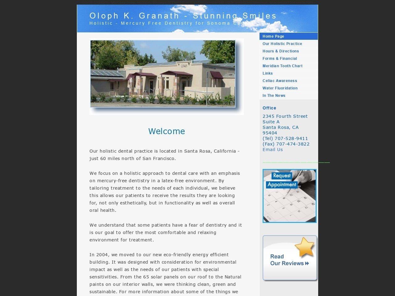 Granath Oloph K DDS Website Screenshot from stunningsmiles.com
