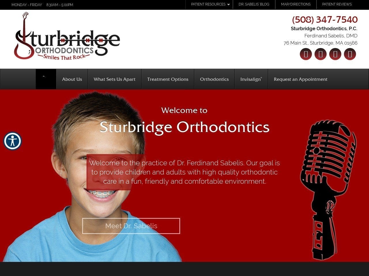 Sturbridge Orthodontics Website Screenshot from sturbridgebraces.com