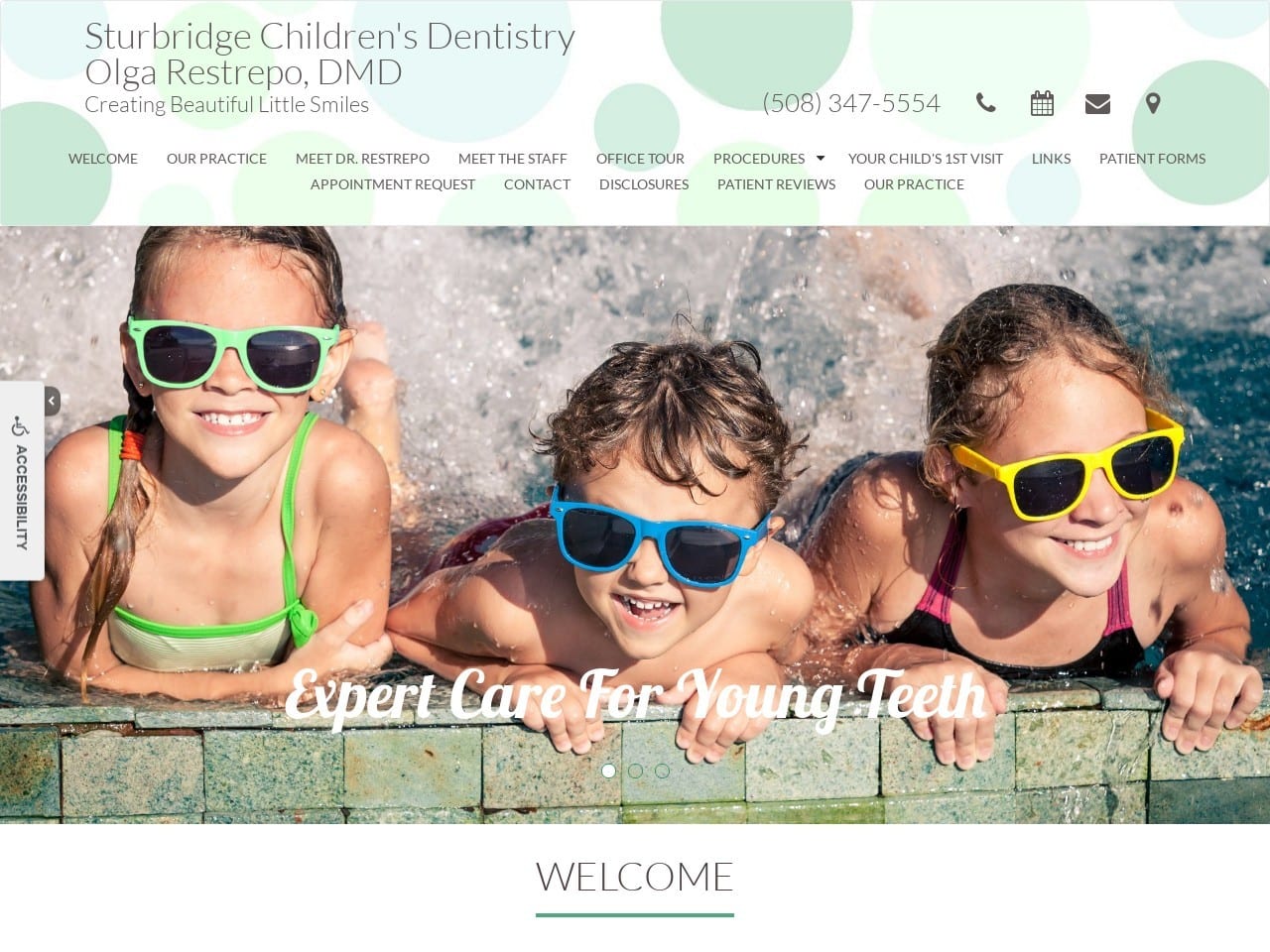 Sturbridge Children Dentistry Website Screenshot from sturbridgechildrensdentistry.com