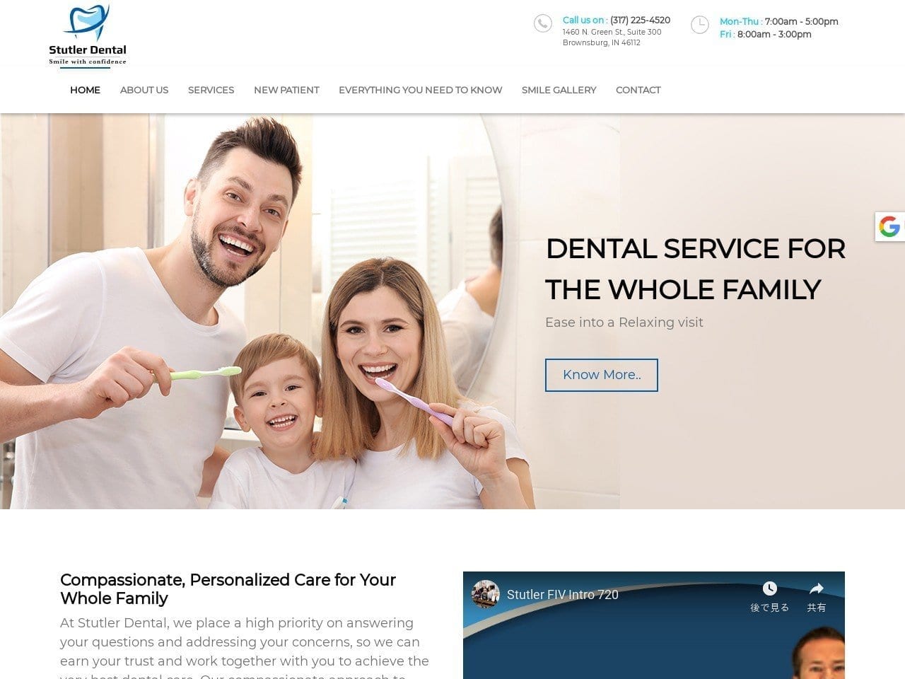 Stutler Dental Website Screenshot from stutlerdental.com