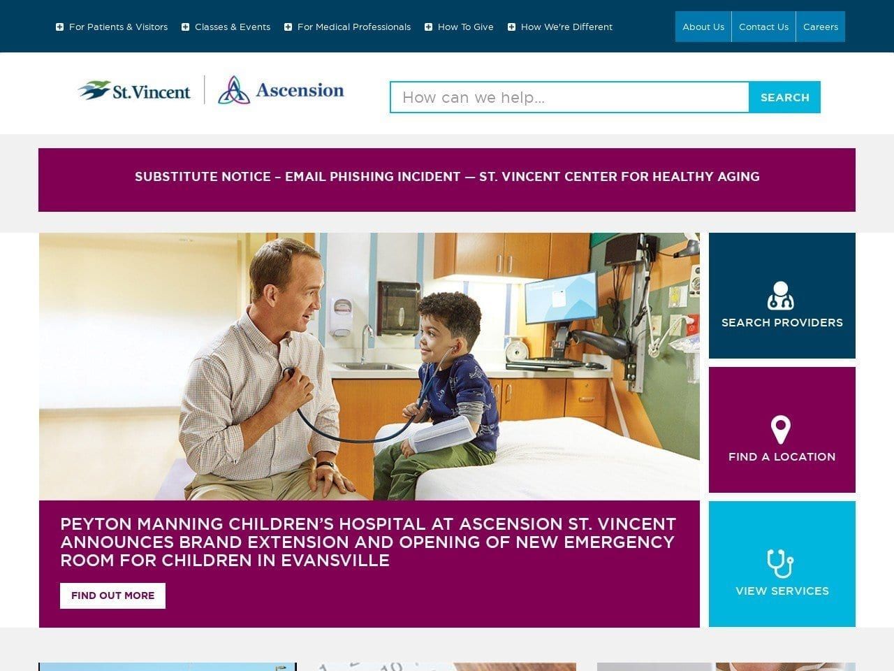 St Vincent Physician Network Website Screenshot from stvincent.org