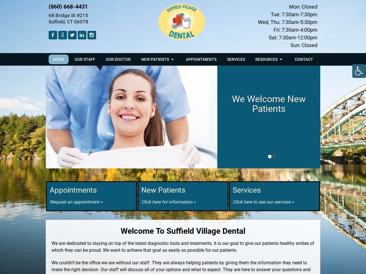 Suffield Village Dental Tini Craig DDS Website Screenshot from suffieldvillagedental.com