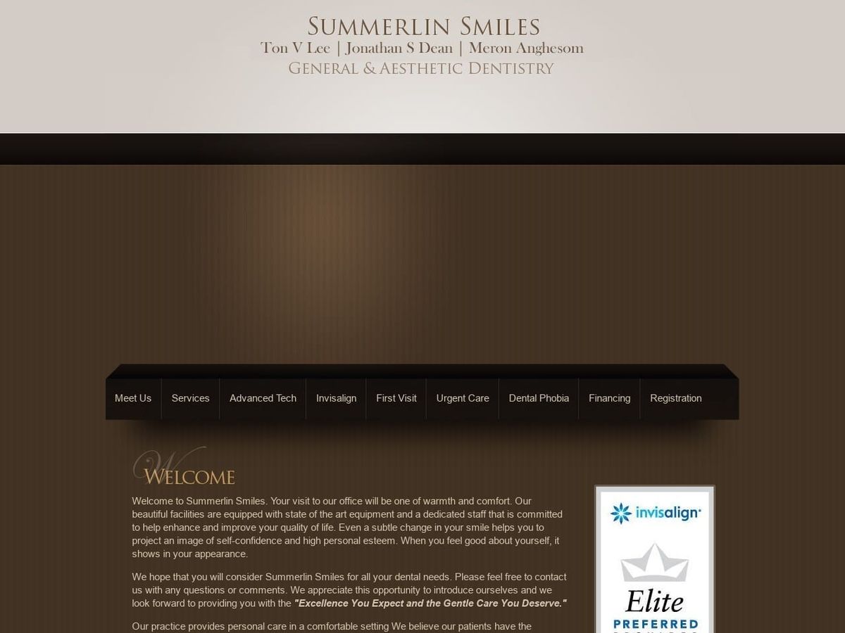 Distinctive Smiles Website Screenshot from summerlinsmiles.com