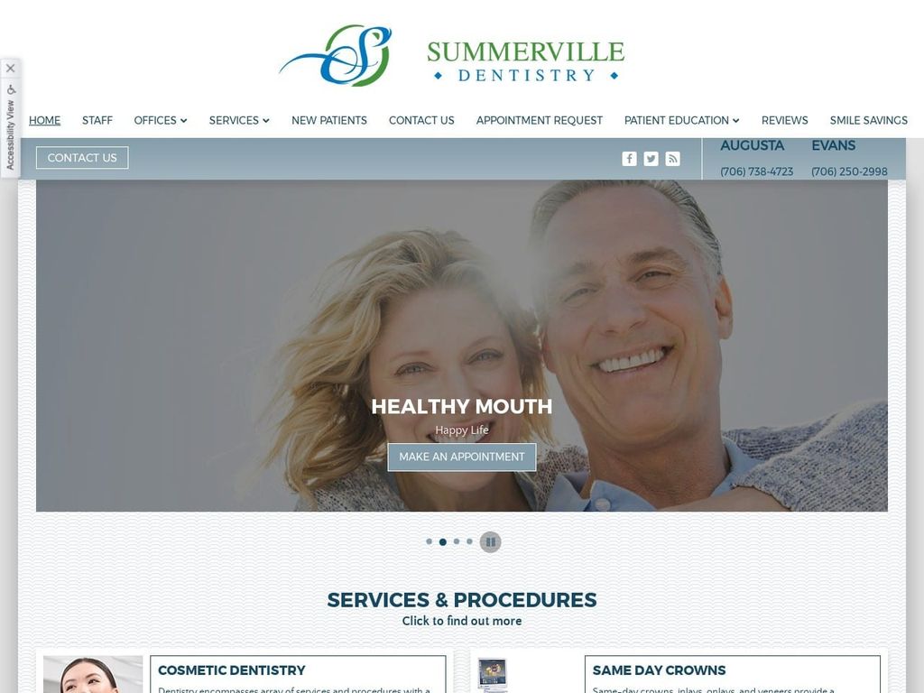 Summerville Dentistry Wingard Scott D DMD Website Screenshot from summervilledentistry.com