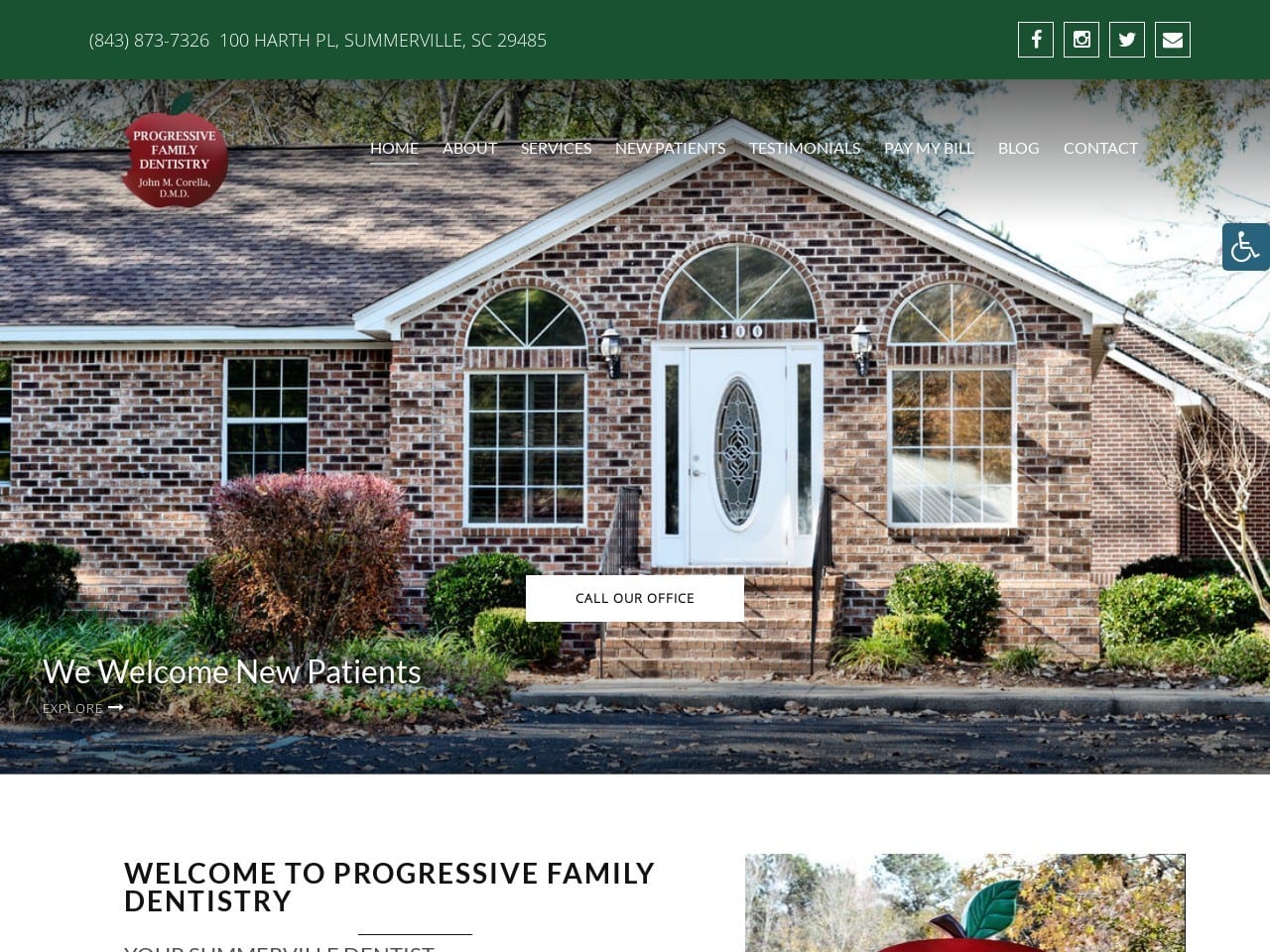 Progressive Family Dentist Website Screenshot from summervillesmiles.com