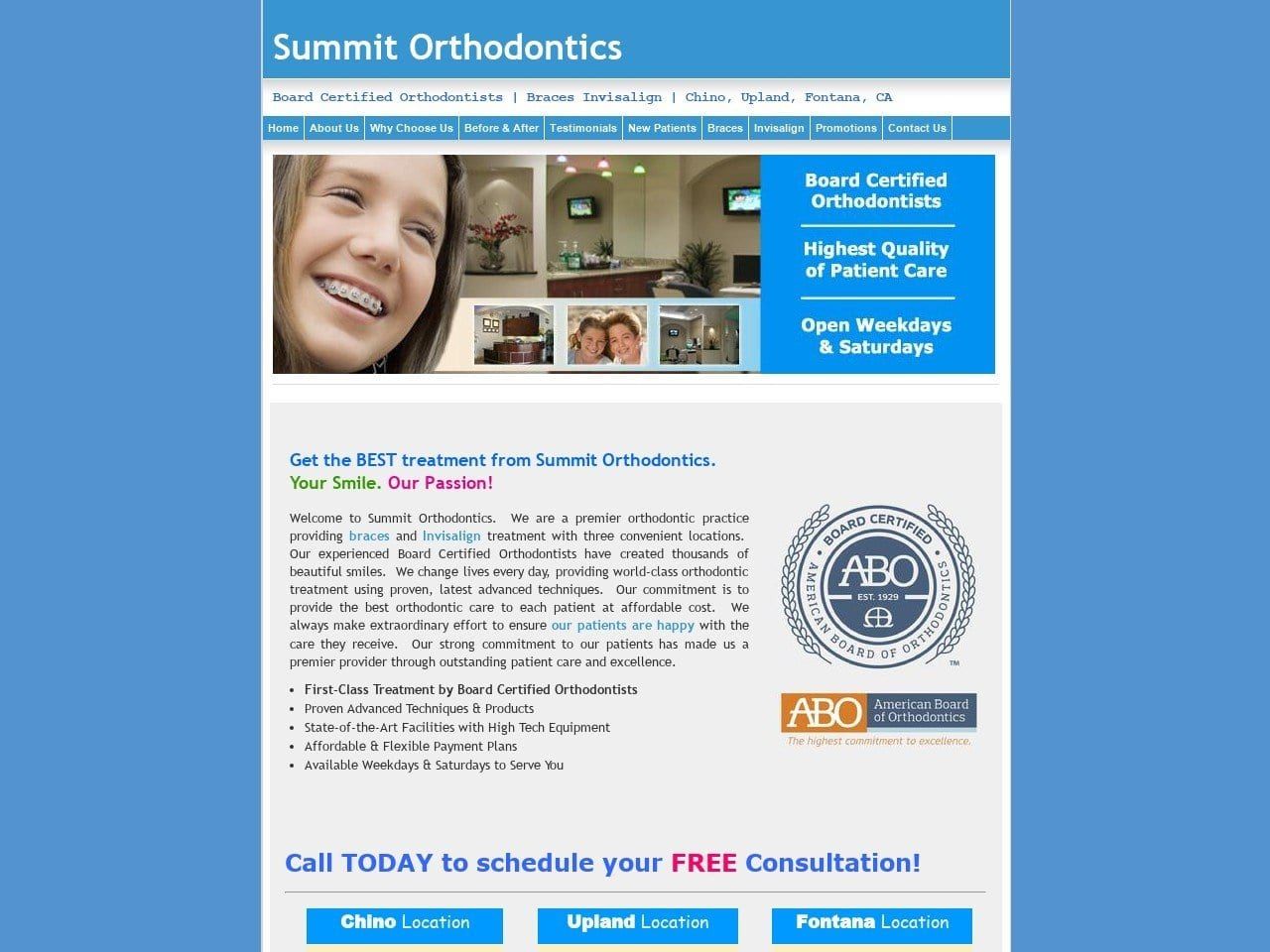 Summit Orthodontics Website Screenshot from summitbraces.com
