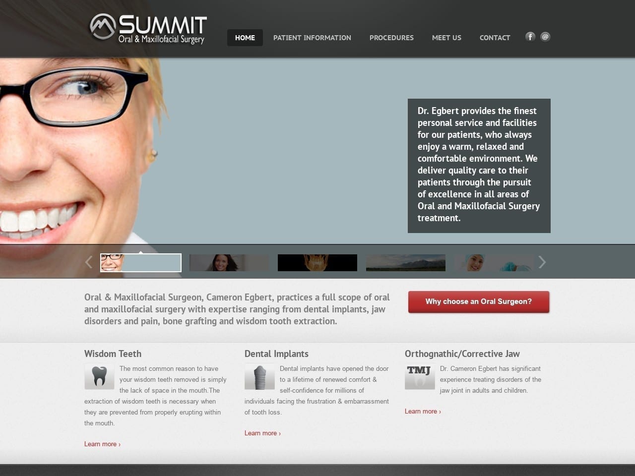 Summit Oral Dentist Website Screenshot from summitomfs.com