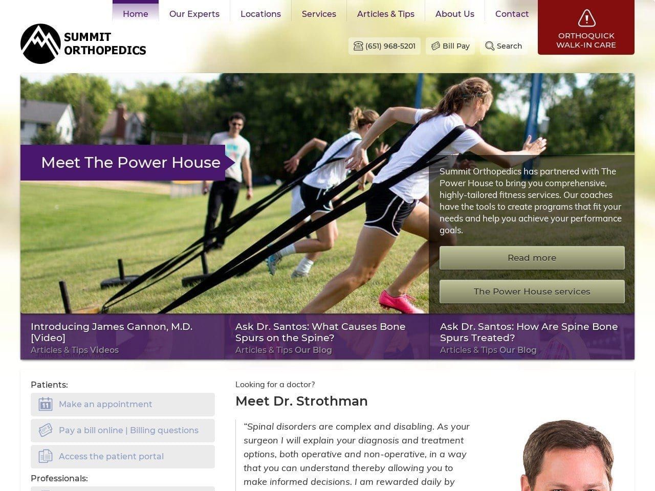 Summit Orthopedics Website Screenshot from summitortho.com