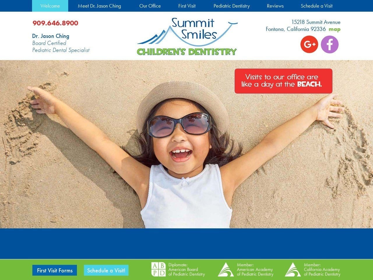 Summit Smiles Children Dentist Website Screenshot from summitsmilesdentistry.com