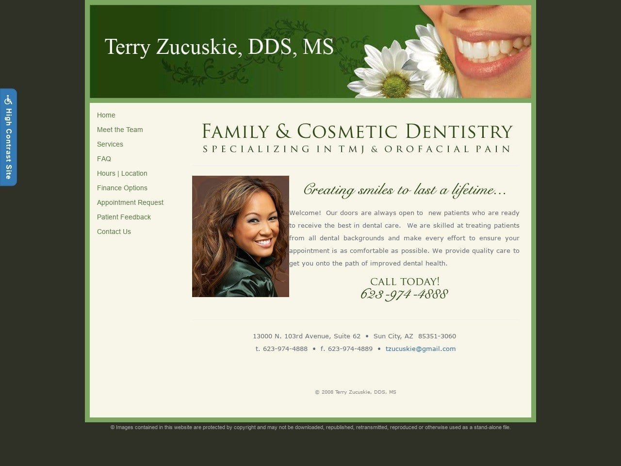 Dr. Terry G. Zucuskie DDS Website Screenshot from suncitydentistry.com