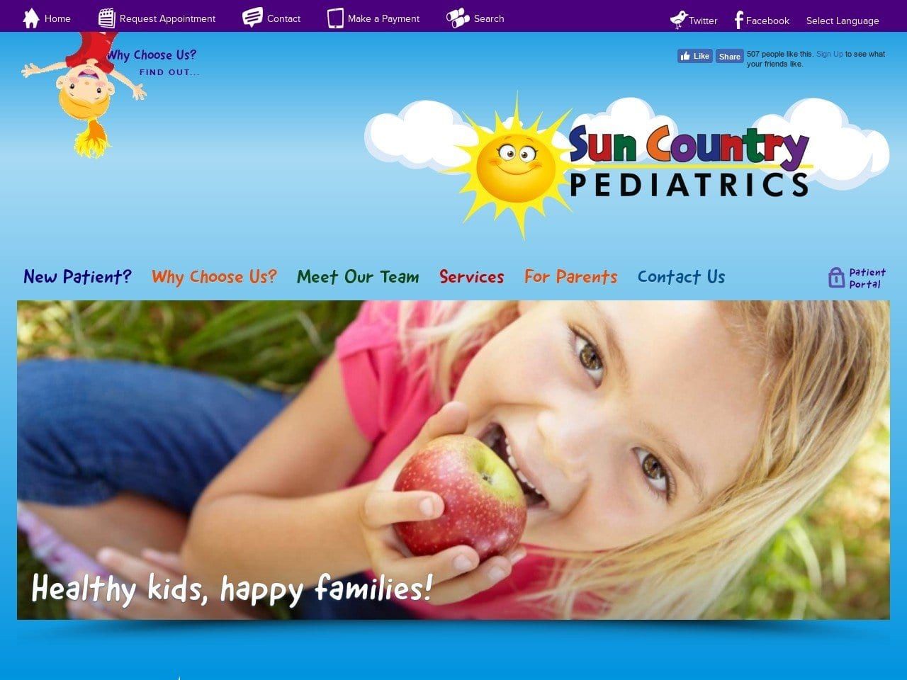 Sun Country Pediatrics Website Screenshot from suncountrypediatrics.com