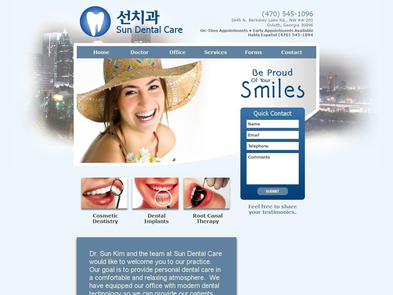 Sun Dental Care Website Screenshot from sundentalcare.net