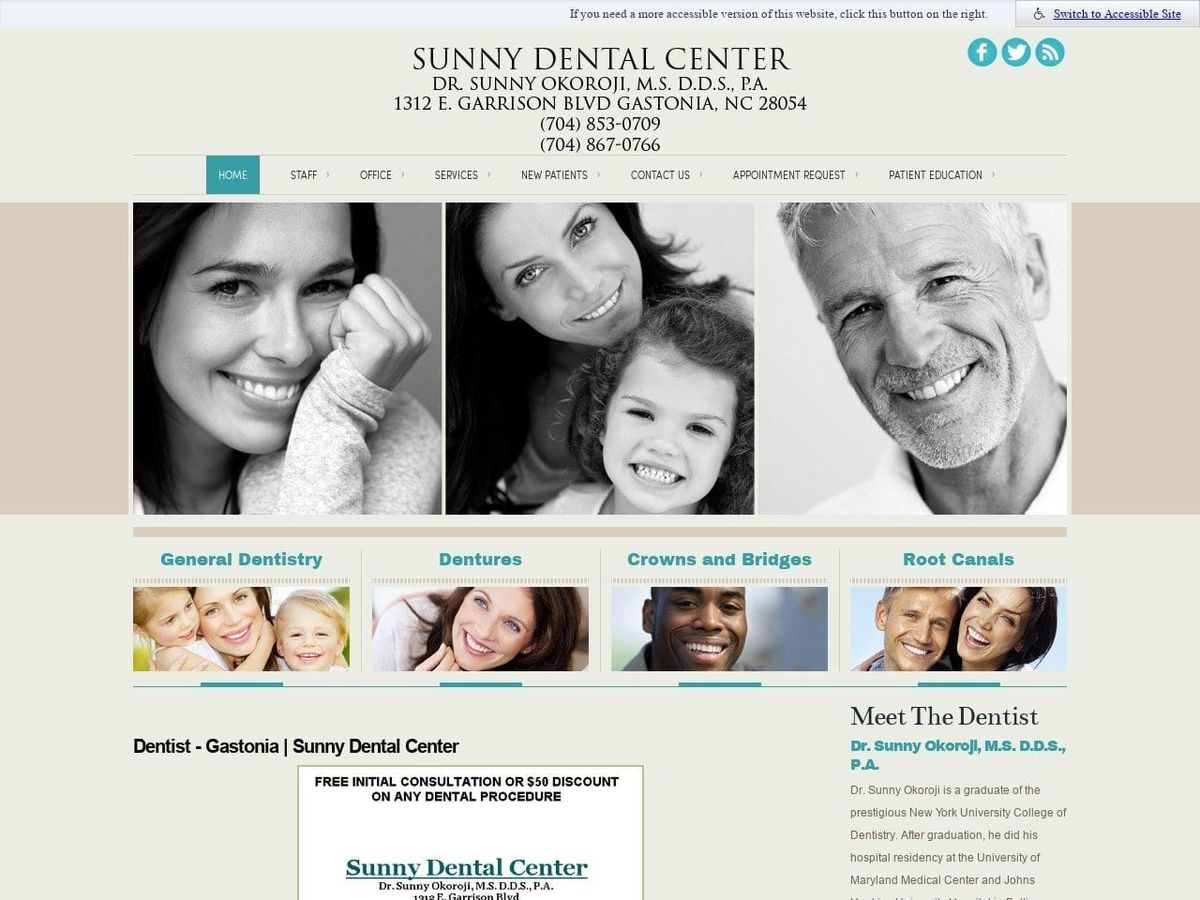 Okoroji Sunny Ms DDS PA Website Screenshot from sunnydentalcenter.com