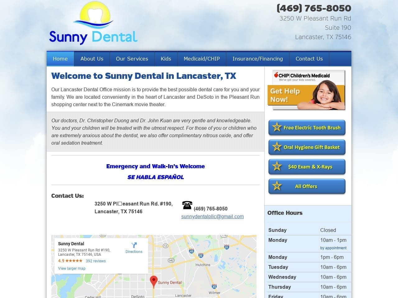 Sunny Dental Website Screenshot from sunnydentallancaster.com