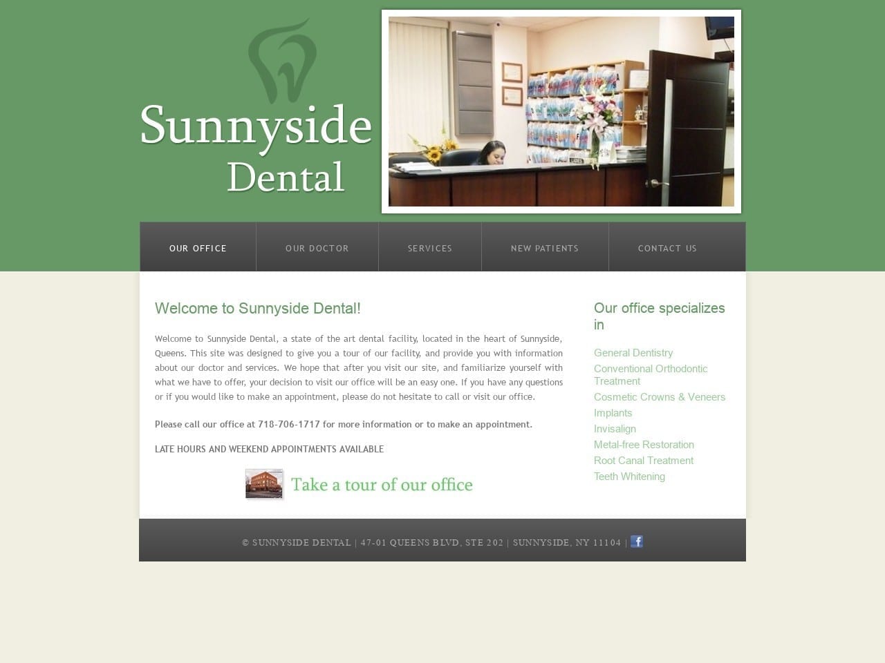 Sunnyside Dental Website Screenshot from sunnysidedental.com