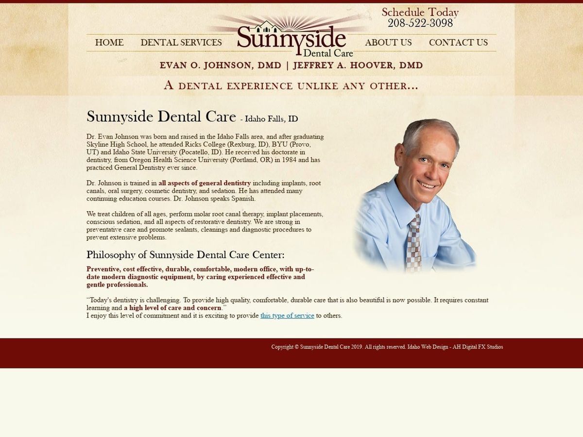 Sunnyside Dental Care Website Screenshot from sunnysidedentalcare.com
