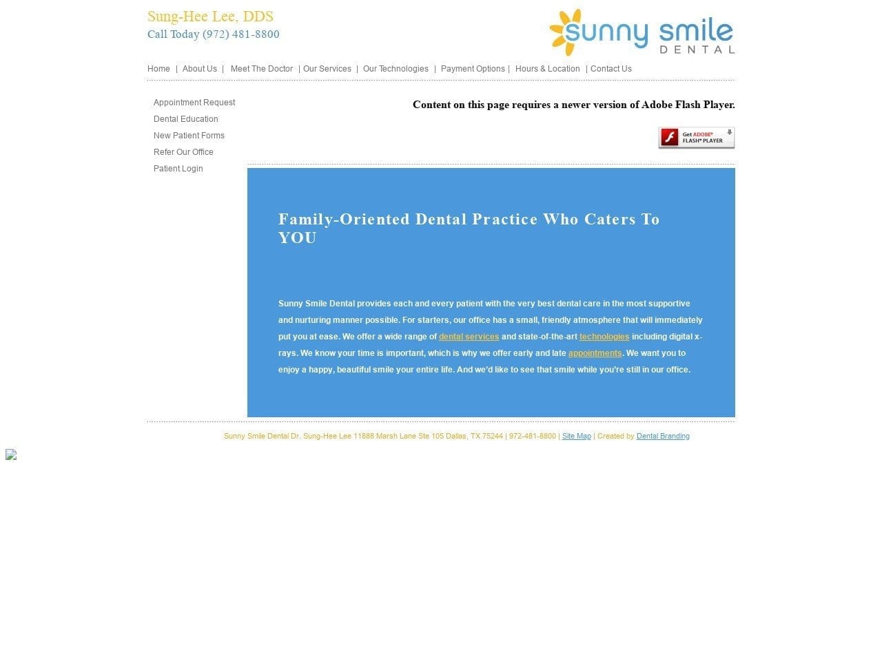 Dr. Sung H. Lee DDS Website Screenshot from sunnysmiledentistry.com