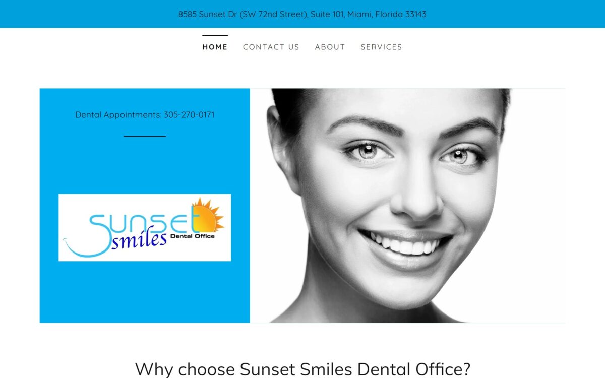 sunsetsmilesdental.com screenshot