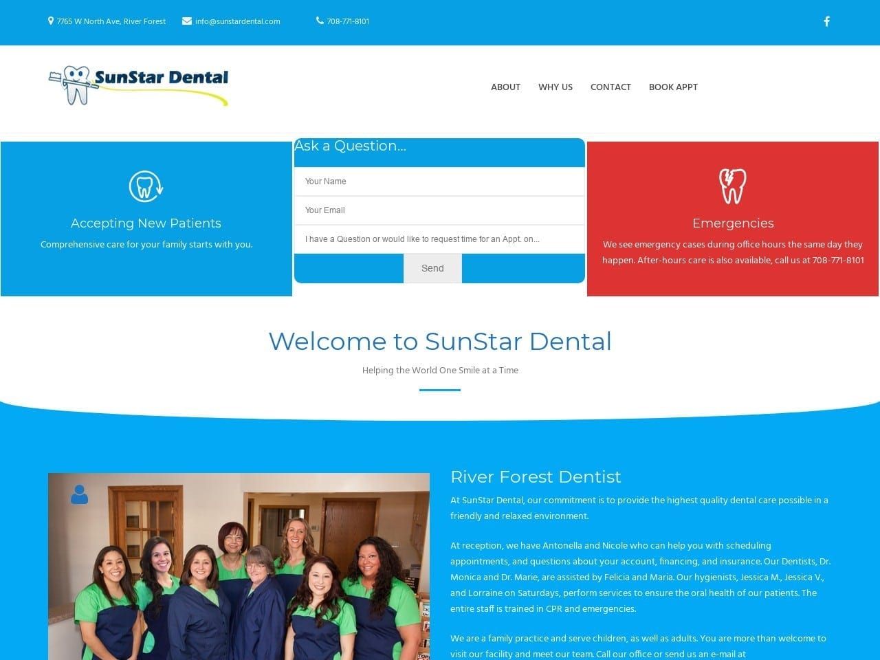 Sun Star Dental Reyna Website Screenshot from sunstardental.com
