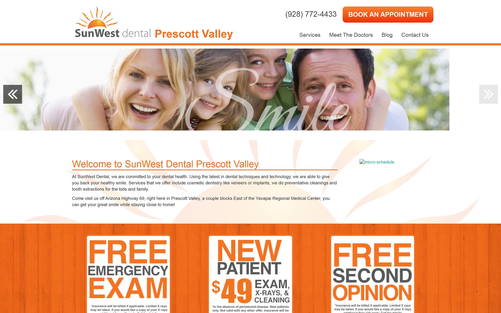 sunwestdentalprescott.com screenshot