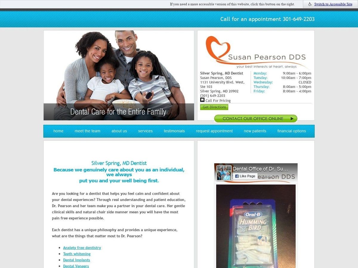 Pearson Susan DDS Website Screenshot from susanpearsondds.com