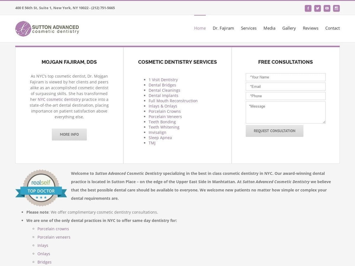 Sutton Advanced Cosmetic Dentistry Website Screenshot from suttonplacecosmeticdentist.com