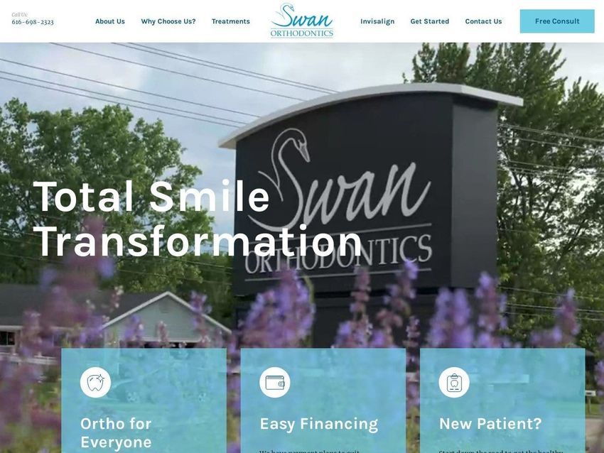 Swan Orthodontics Website Screenshot from swanortho.com