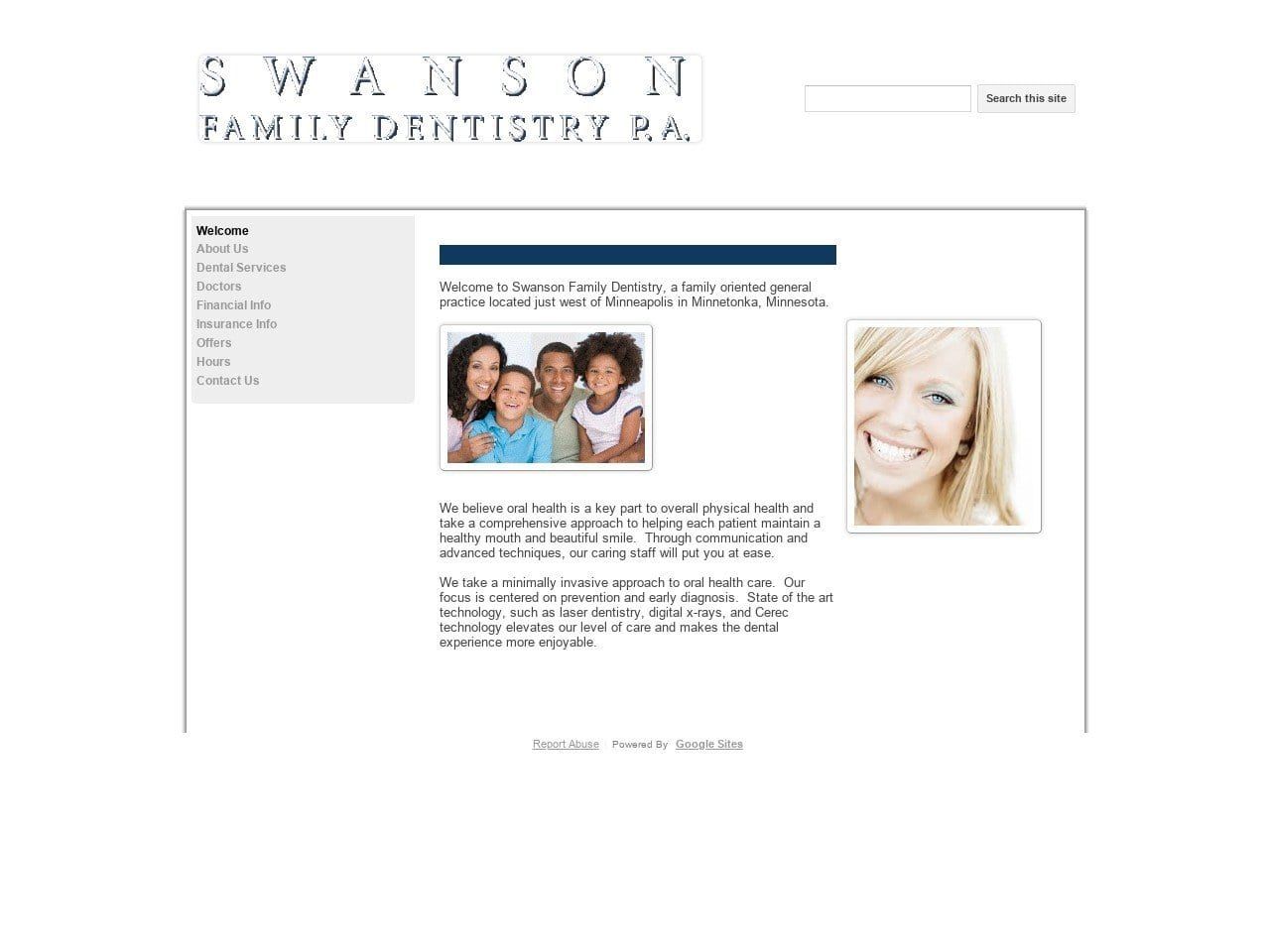 Swanson Family Dentistry Website Screenshot from swansonfamilydentistry.com