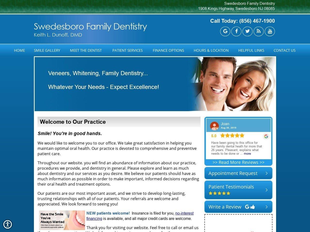 Swedesboro Dentist Website Screenshot from swedesborodentist.com