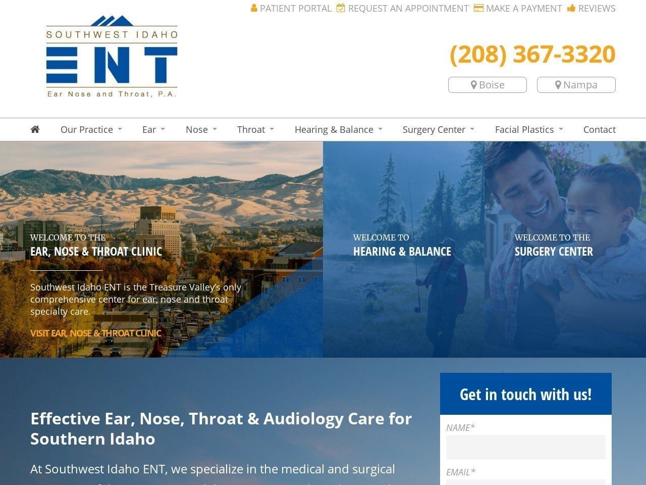 Southwest Idaho Ear Nose and Throat P.A. Website Screenshot from swient.com