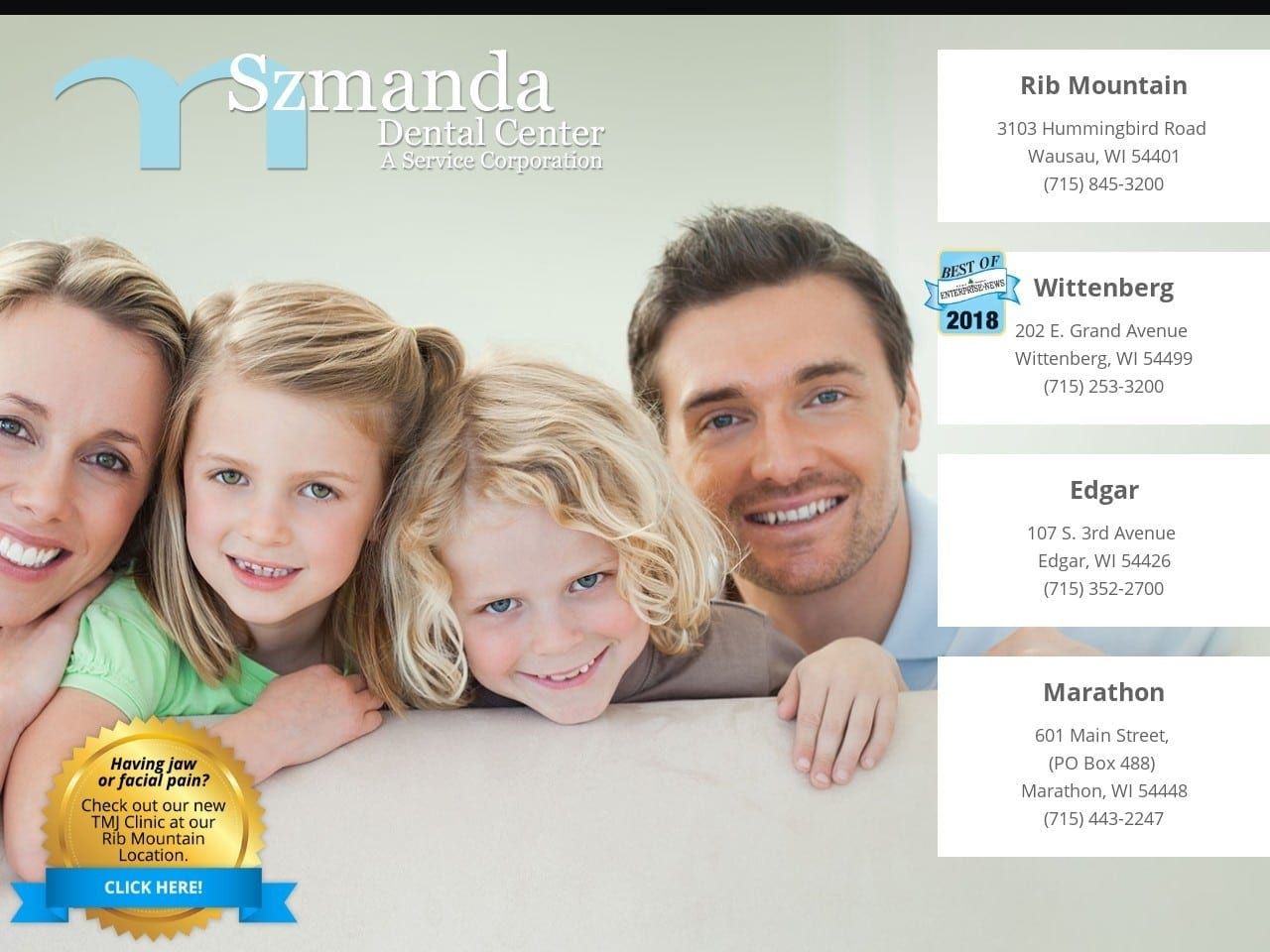 Szmanda Dental Center Website Screenshot from szmandadental.com