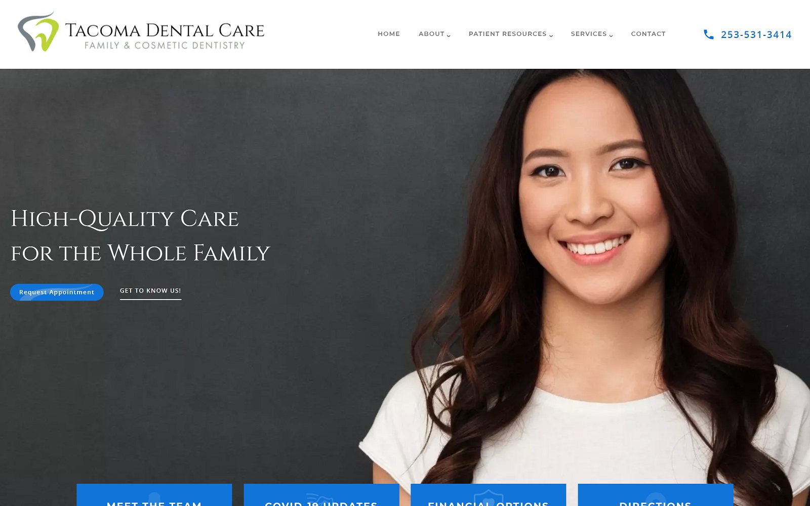 tacomadentalcare.com screenshot