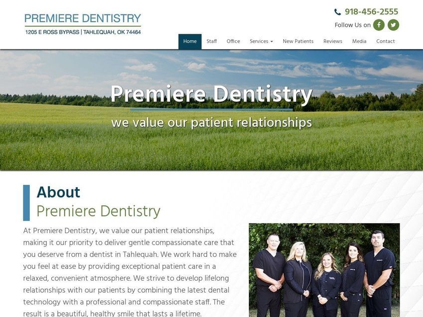 Premiere Dentist Website Screenshot from tahlequahdental.com