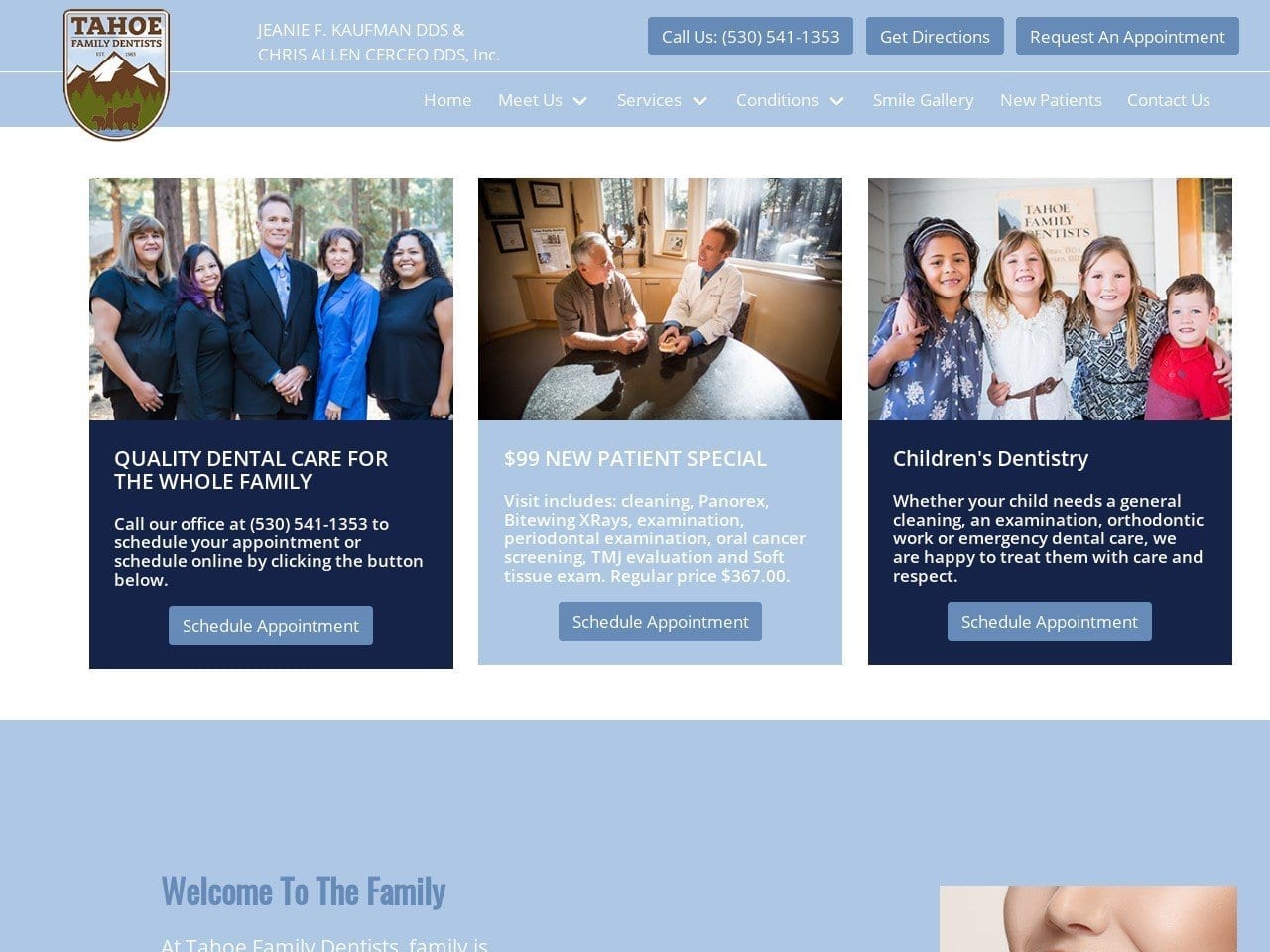 Tahoe Family Dentists Kaufman Jeanie F DDS Website Screenshot from tahoefamilydentists.com