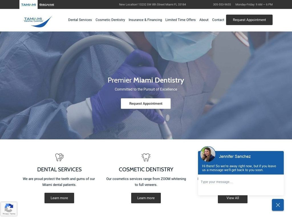 Tamiami Dental  Center Website Screenshot from tamiamidentalcenter.com