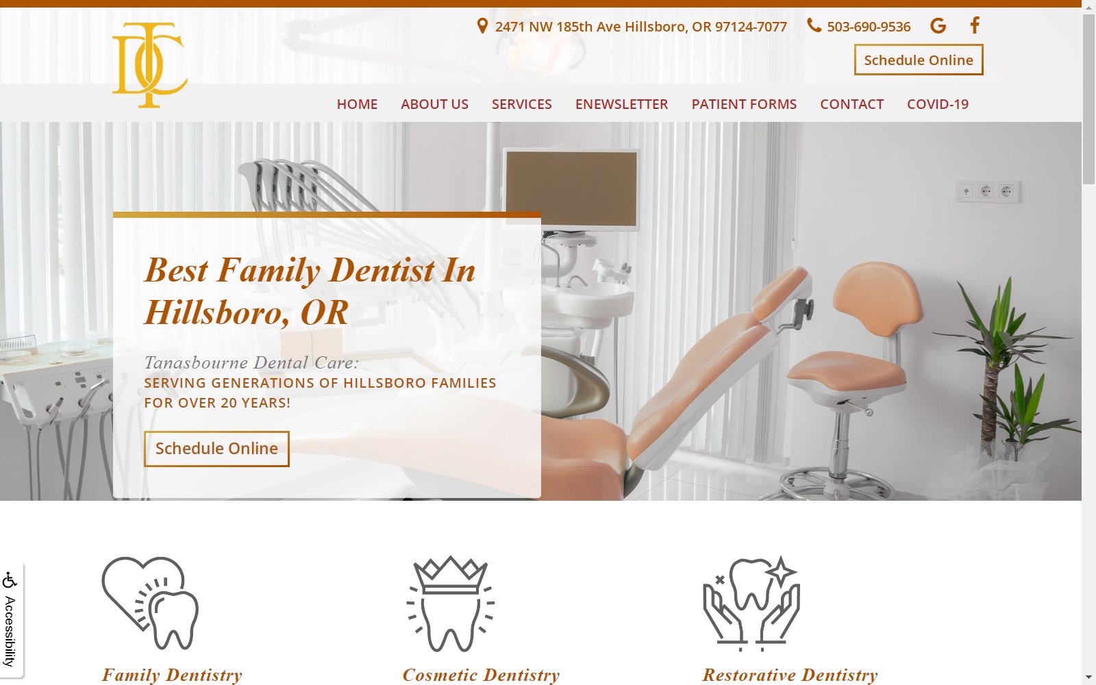 tanasbournedentalcare.com screenshot