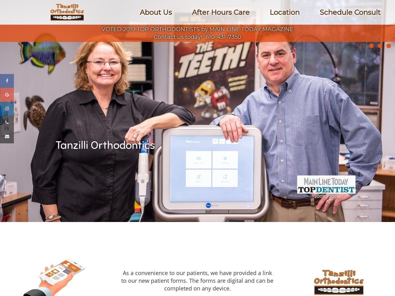 Tanzilli Orthodontics Website Screenshot from tanzilliortho.com