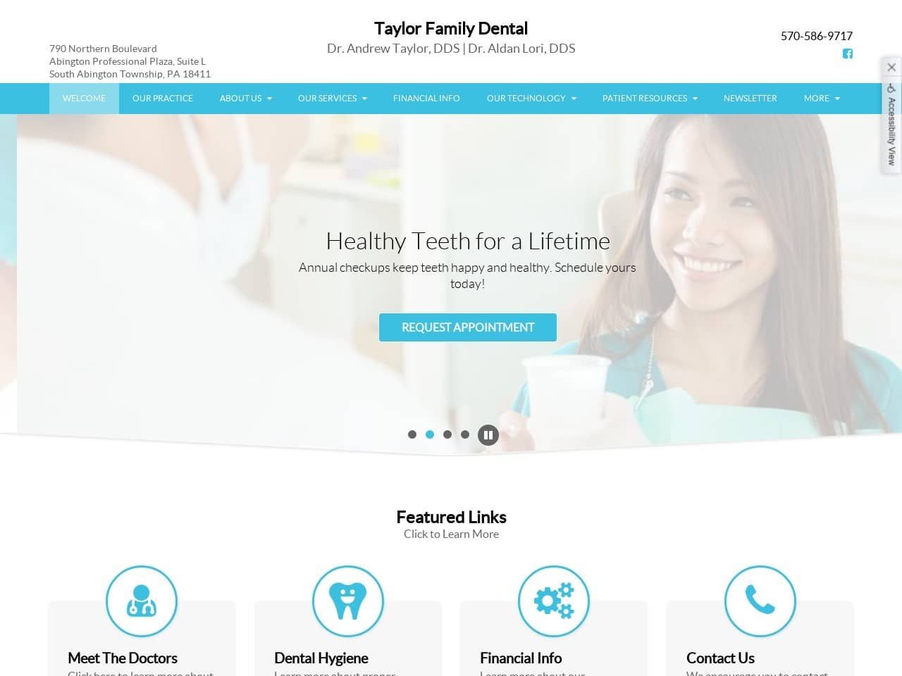 Taylor Andrew a DDS Website Screenshot from taylor-family-dental.com