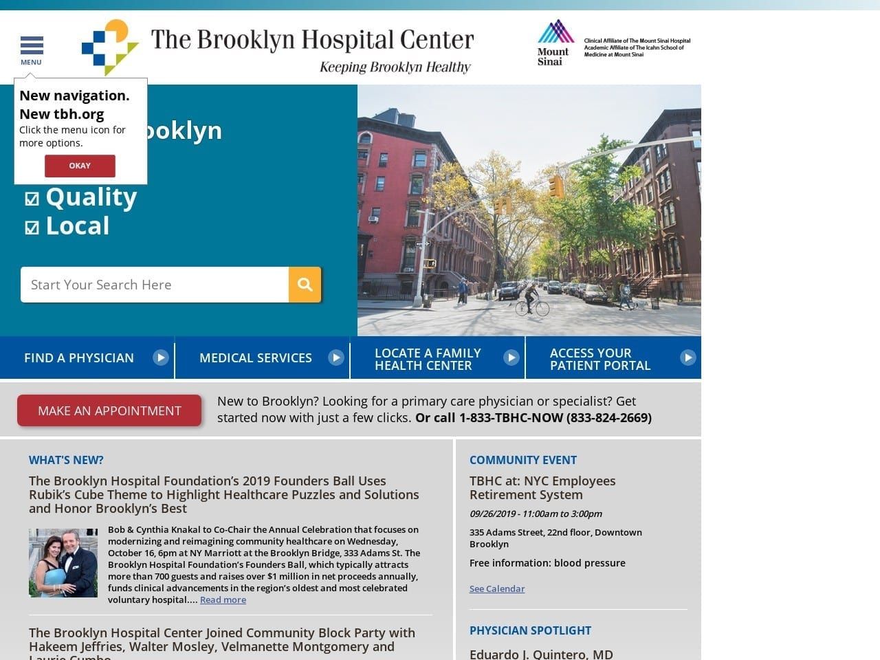 Brooklyn Hospital Center Website Screenshot from tbh.org