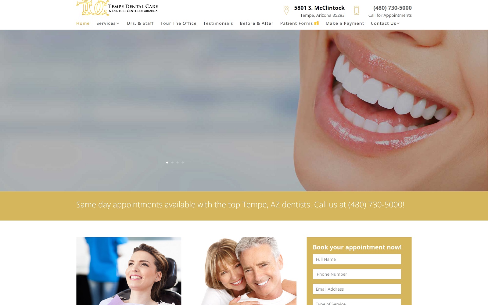 tempedentalcare.com screenshot